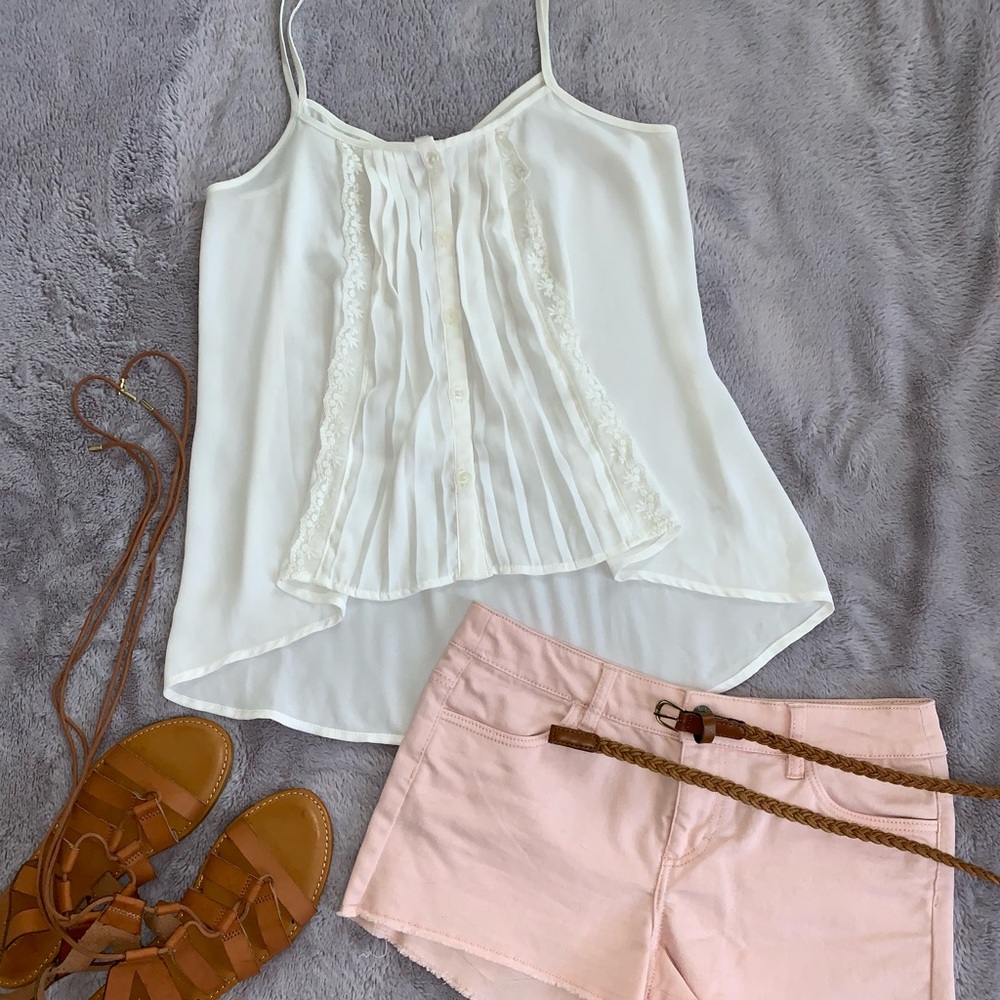 Delia’s white button up tank top